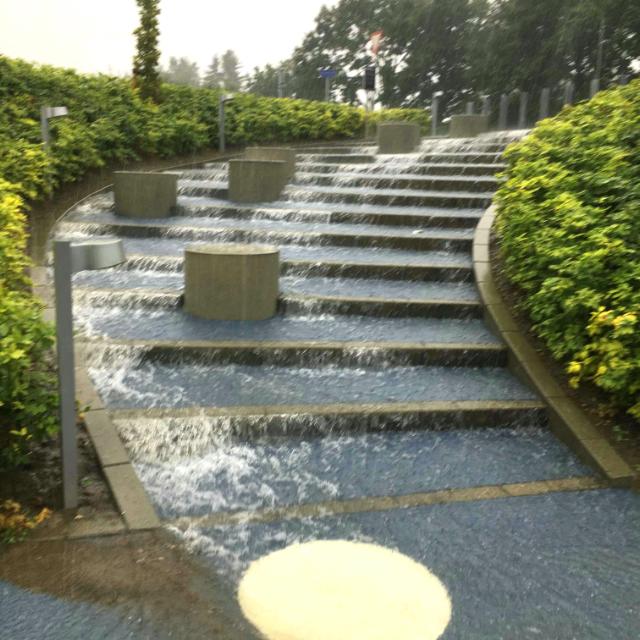 Vandtrappen i Ry i regnvejr
